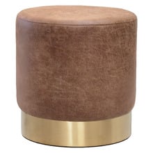 Small Round Aryal Faux Leather Ottoman